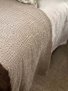 Homewares: Taupe Stone Washed Waffle Bed Throw