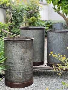 Homewares: Large Zinc Drum Planter