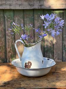 Homewares: Vintage Enamel Jug & Bowl