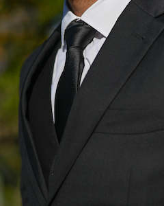 WEDDING SUIT HIRE | Black Silk-look Tie TO HIRE