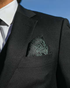 SCHOOL BALL-FORMAL SUIT HIRE | Green Paisley Pocket Square TO HIRE