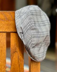 Hills Hats | Flat Cap | Cotton-Linen Mix | Grey Check