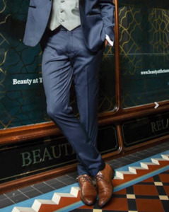 Menswear: Boston | Pure Wool Dinner Suit Trousers | Navy