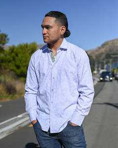 Menswear: Scoop Long-sleeve Shirt | Noah | Iris | Cotton Mix