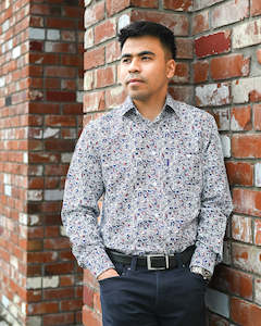 Portobello Road | Long-sleeve Shirt | Iron-cheater Fabric | Leaf Motif