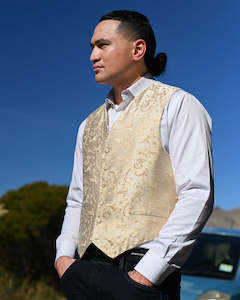 Ex Rental | Waistcoat | Gold Rococo Textured