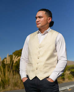 Ex Rental | Waistcoat | Creamy Gold Stripes