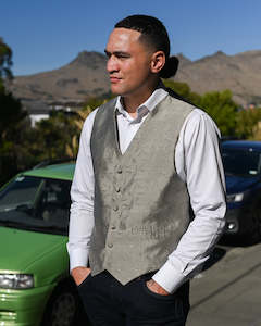 Ex Rental | Waistcoat | Grey with Leaf Pattern