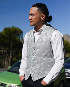 Ex Rental | Waistcoat | Silver Grey Texture