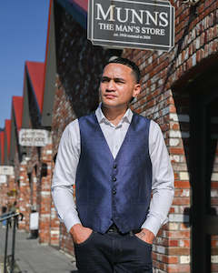 Menswear: Ex Rental | Waistcoat | Textured Navy Blue