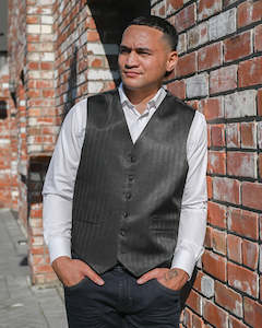 Ex Rental | Waistcoat | Dark Grey Stripe