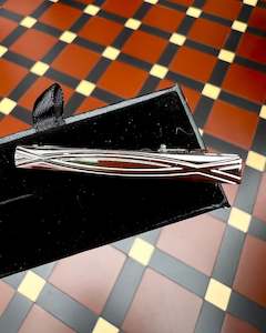 Menswear: Tie Bar | Narrow Chrome with Curved Lines