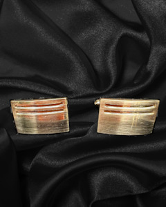 Cufflinks | Rectangular with Parallel Lines | Brushed Gold Colour