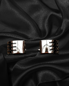 Cufflinks | Ridged Chrome Rectangles