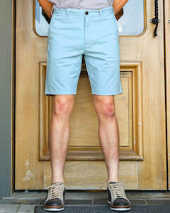 Menswear: Berlin Havana Shorts | Stretch Cotton Blend | Blue with Contrasting Cuffs