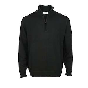 Silverdale | Pure Wool Pullover With a 1/4 Zip | Black