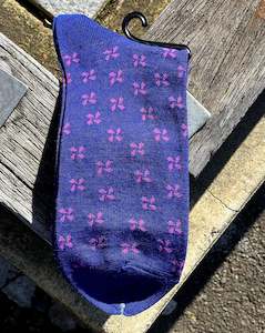 Visconti Socks | Cotton Blend | 1 pair | Pink Petals Blue Ground