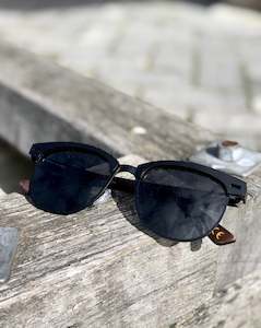 Electric Pukeko Sunglasses - Black Frames with Grey Polarised Lenses & Dark Wood Arms