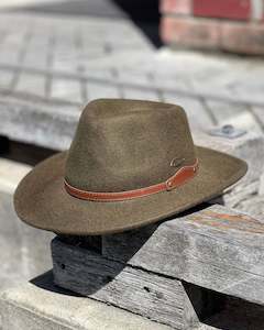 Electric Pukeko | Macca | Wide-brim Hat | 100% Wool | Olive