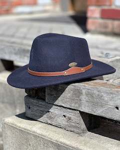 Electric Pukeko | Blair | Wide-brim Hat | 100% Wool | Navy