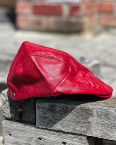 Electric Pukeko | Ada | Cheesecutter Cap | Faux Leather | Crimson