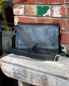 Menswear: Back Road New Zealand | Black Shoulder Bag | Genuine Leather