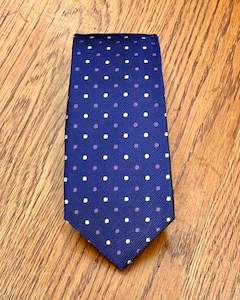 Menswear: Michel Rouen | Pure Silk Tie | Purple with White & Pale Purple Dots | CLEARANCE