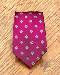 Menswear: Michel Rouen | Pure Silk Tie | Micro Florals on Crimson Ground | CLEARANCE