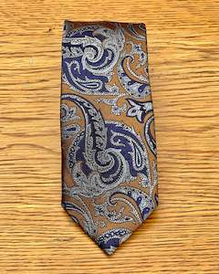 Silandro | Pure Silk Tie | Paisley | Navy & Bronze