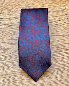 Silandro | Pure Silk Tie | Floral | Crimson & Blue