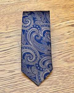 Silandro | Pure Silk Tie | Paisley | Blue and Grey