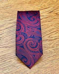 Silandro | Pure Silk Tie | Paisley | Crimson & Navy