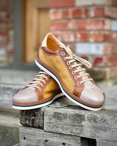 Italiano | Casual Sports-style Leather Shoe | Mustard & Tan | CLEARANCE