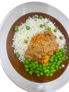 Satay Chicken with Basmati Rice and Peas - Muscle Chow