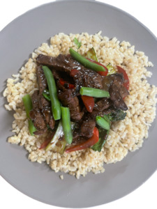 Mongolian Beef with Brown rice and Mixed veg - Muscle Chow