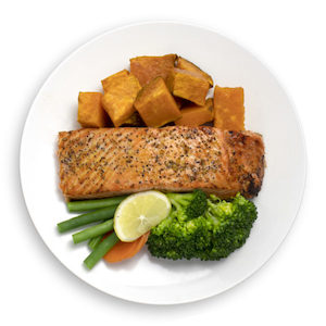 SALMON AND KUMARA WITH MIXED VEGITABLES - Muscle Chow