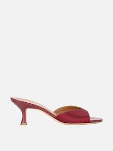 Satin Brigitte Mule in Pinot