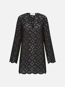 Broderie Tunic Dress in Black