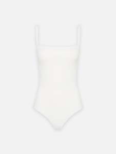 Square Maillot in Chalk Crinkle