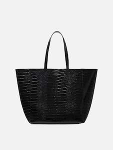 Elly Embossed Tote in Black