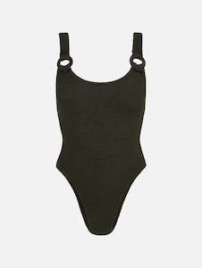 Womenswear: Domino Swimsuit in Metallic Khaki