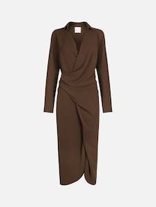 Simone Shirt Dress in Chocolate