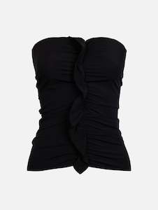 Minimal Ruffle Tube Top in Black