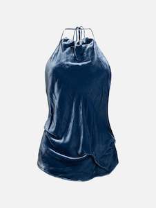 Coco Top in Deep Blue Velvet