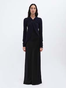 Womenswear: Twist Front Cashmere Dress in Black Graphite