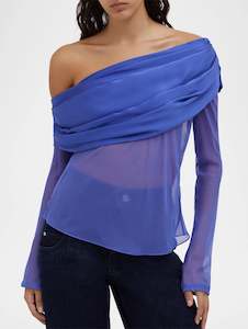 Silk Drape Shawl Top in Sodalite