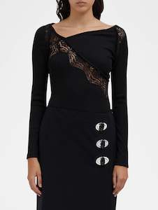 Womenswear: Lace Insert Top in Black