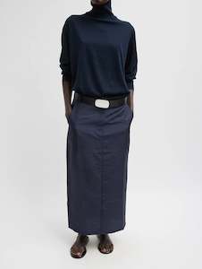 Womenswear: Crispy Nylon Maxi Skirt in Navy