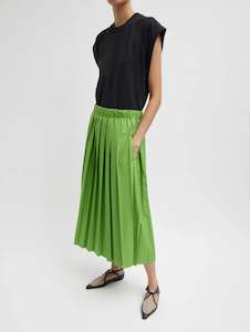 Womenswear: Nylon Pleated Skirt in Lime