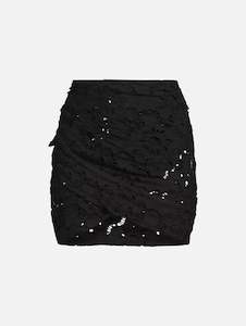 Sun Eyelet Mini Skirt in Black